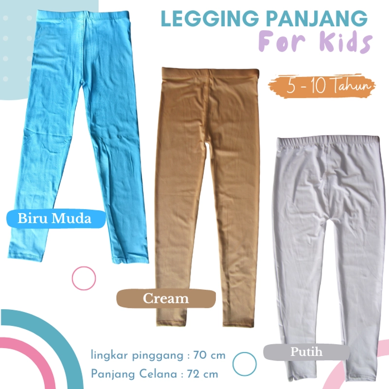 Product image Legging Panjang Anak Perempuan Celana Legging Anak Perempuan / Cewek Usia 5 - 10 Tahun Bahan Stretch Fit to L Putih